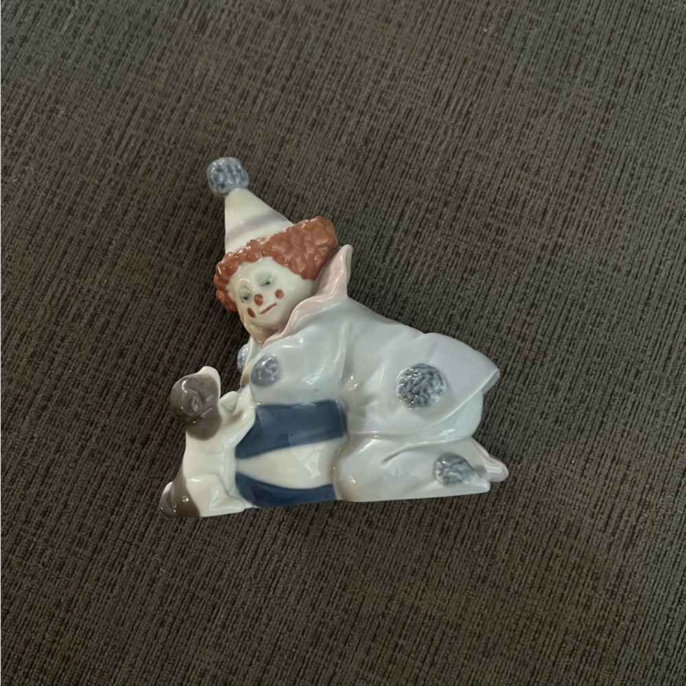 Vintage Pierrot with Puppy & Ball - Lladro Porcelain Figurine 5278